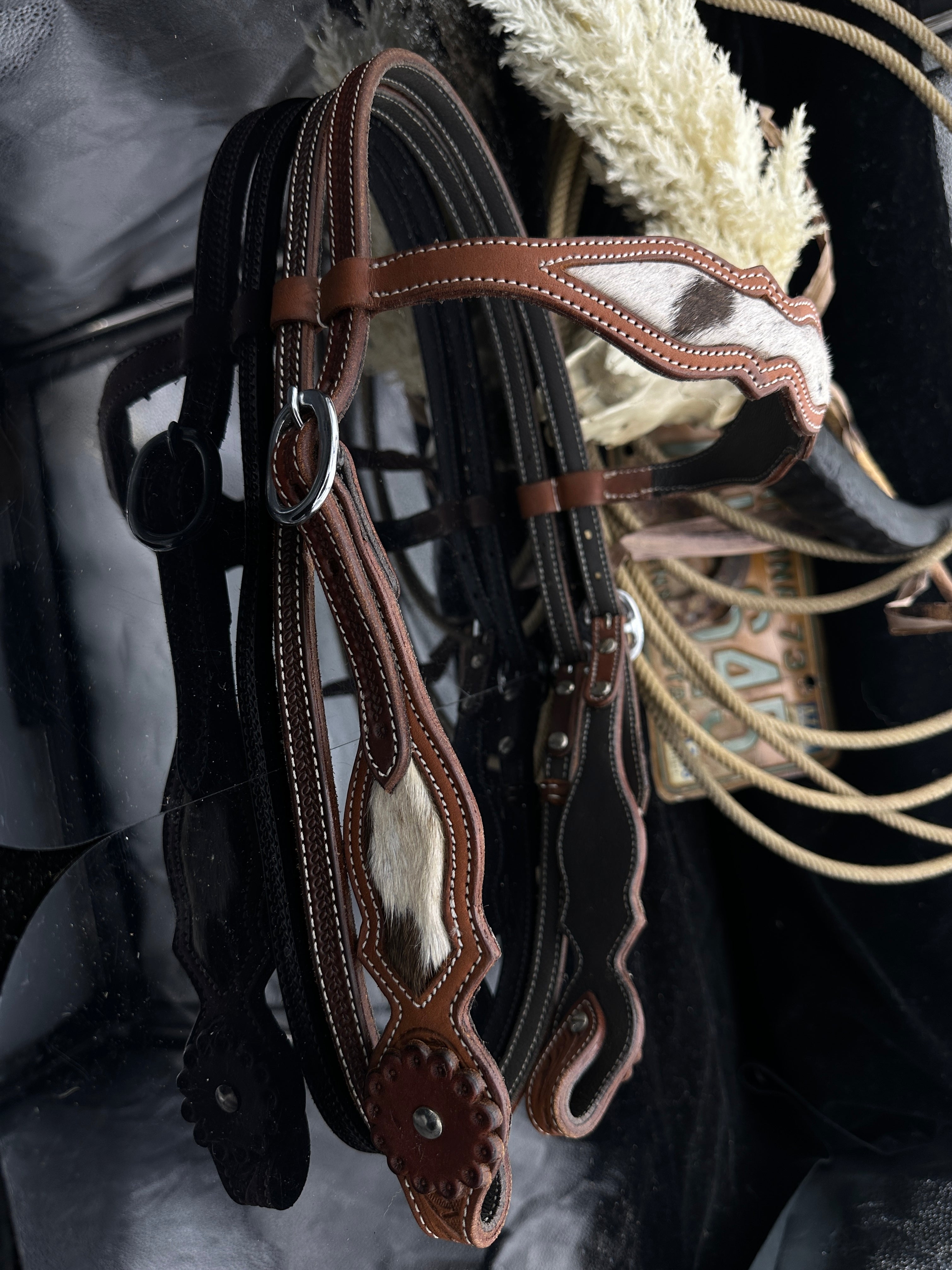 Basic | Cestnut | Browband & Throat Strap | Cowhide Western Headstall