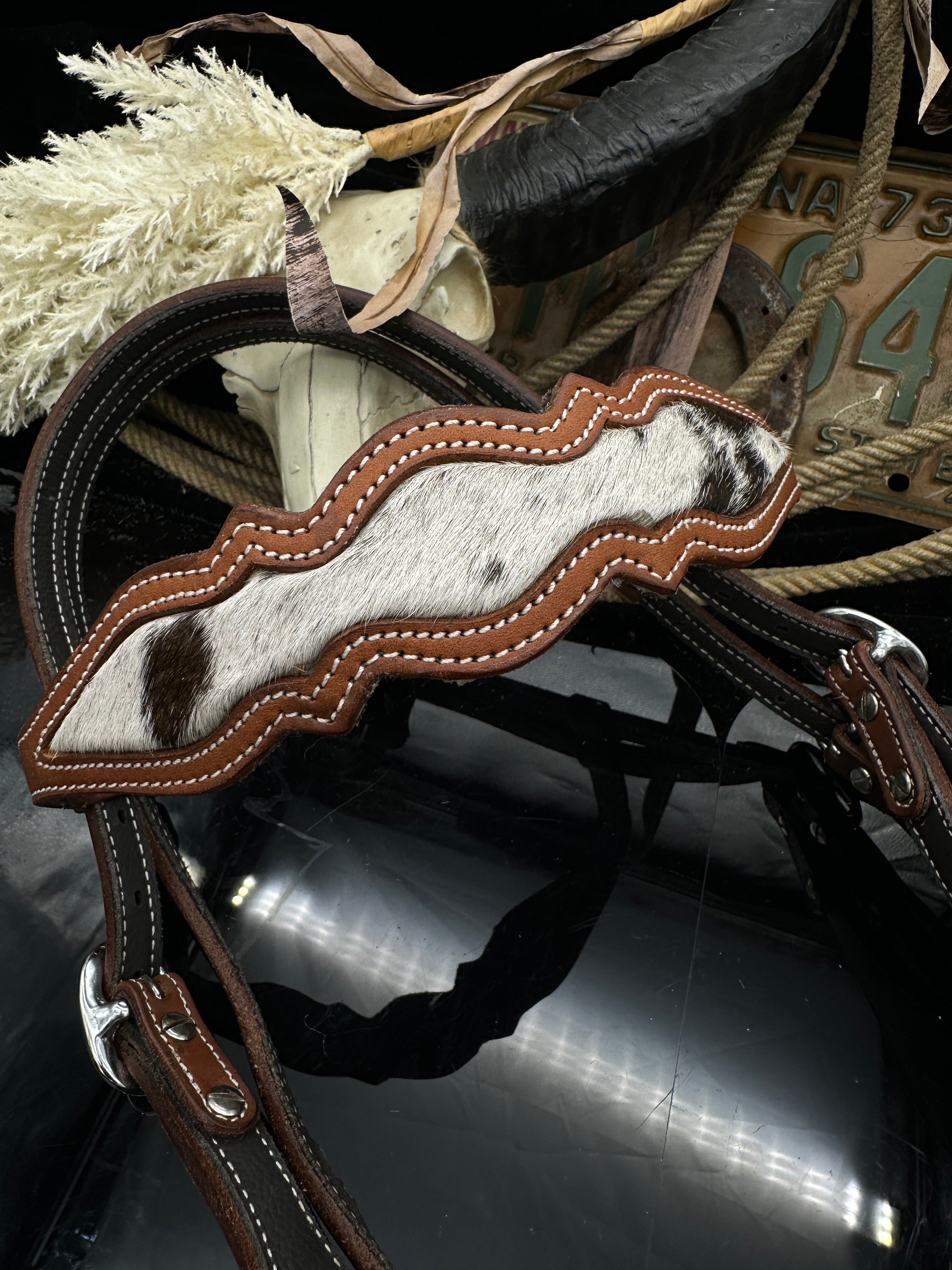 Basic | Cestnut | Browband & Throat Strap | Cowhide Western Headstall