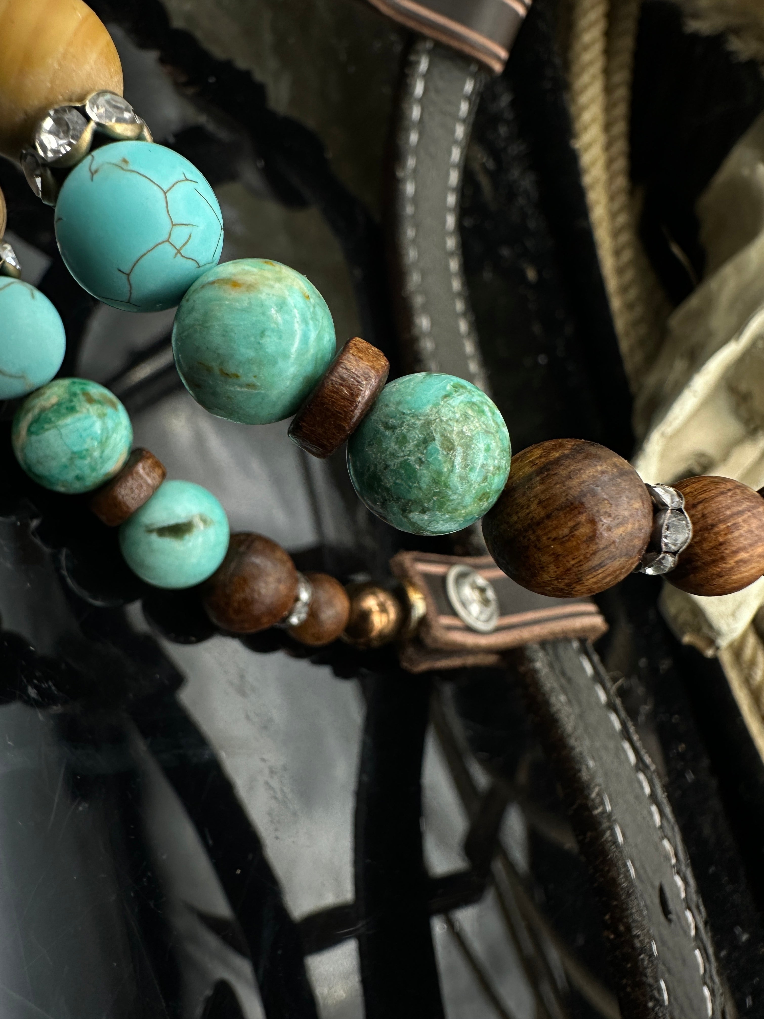 Premium | Sand & Türkis | Dark Chestnut Westernzaum