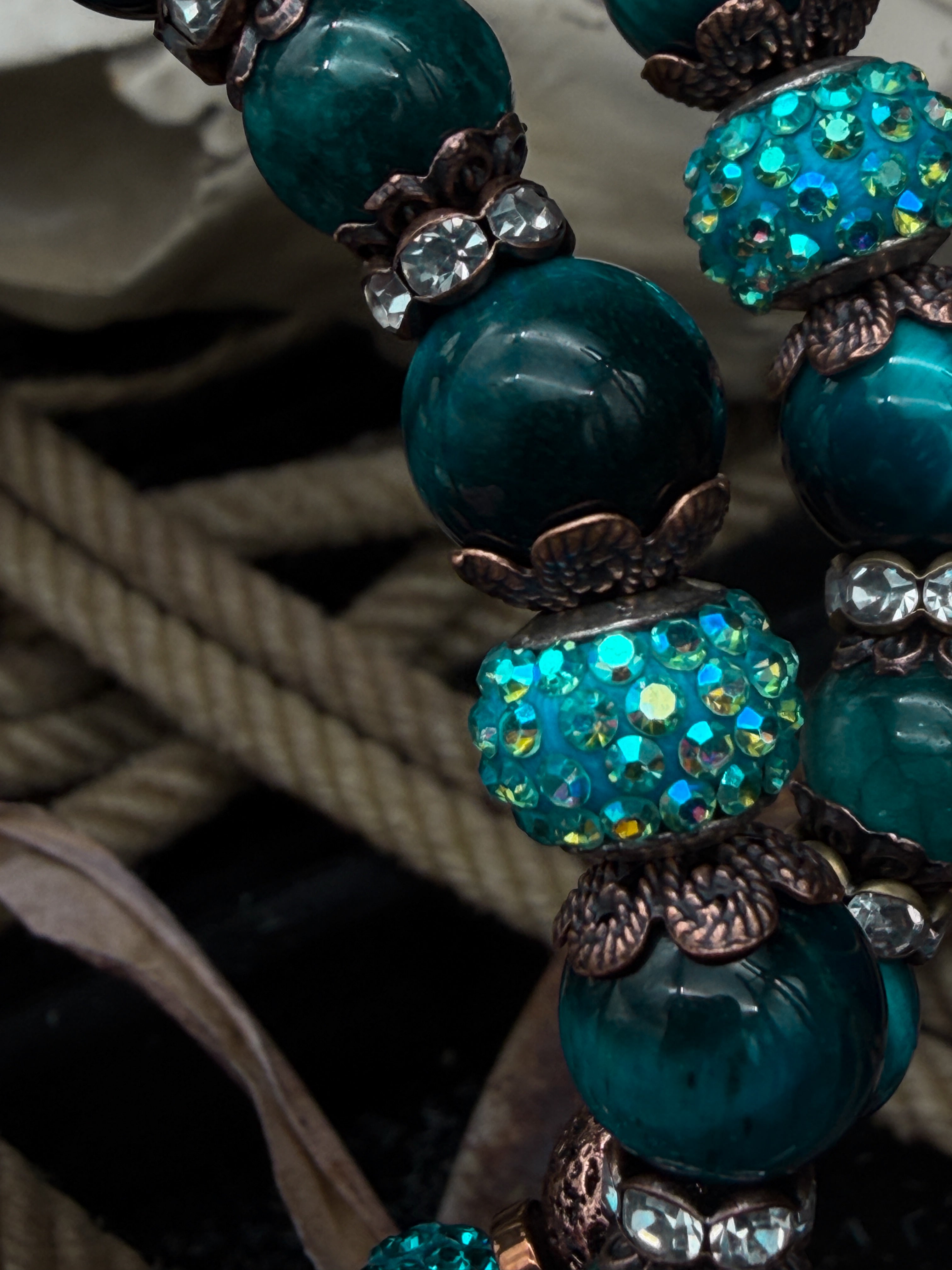 Premium | Westernhoofdstel | Antique dark chestnut | Turquoise Shine