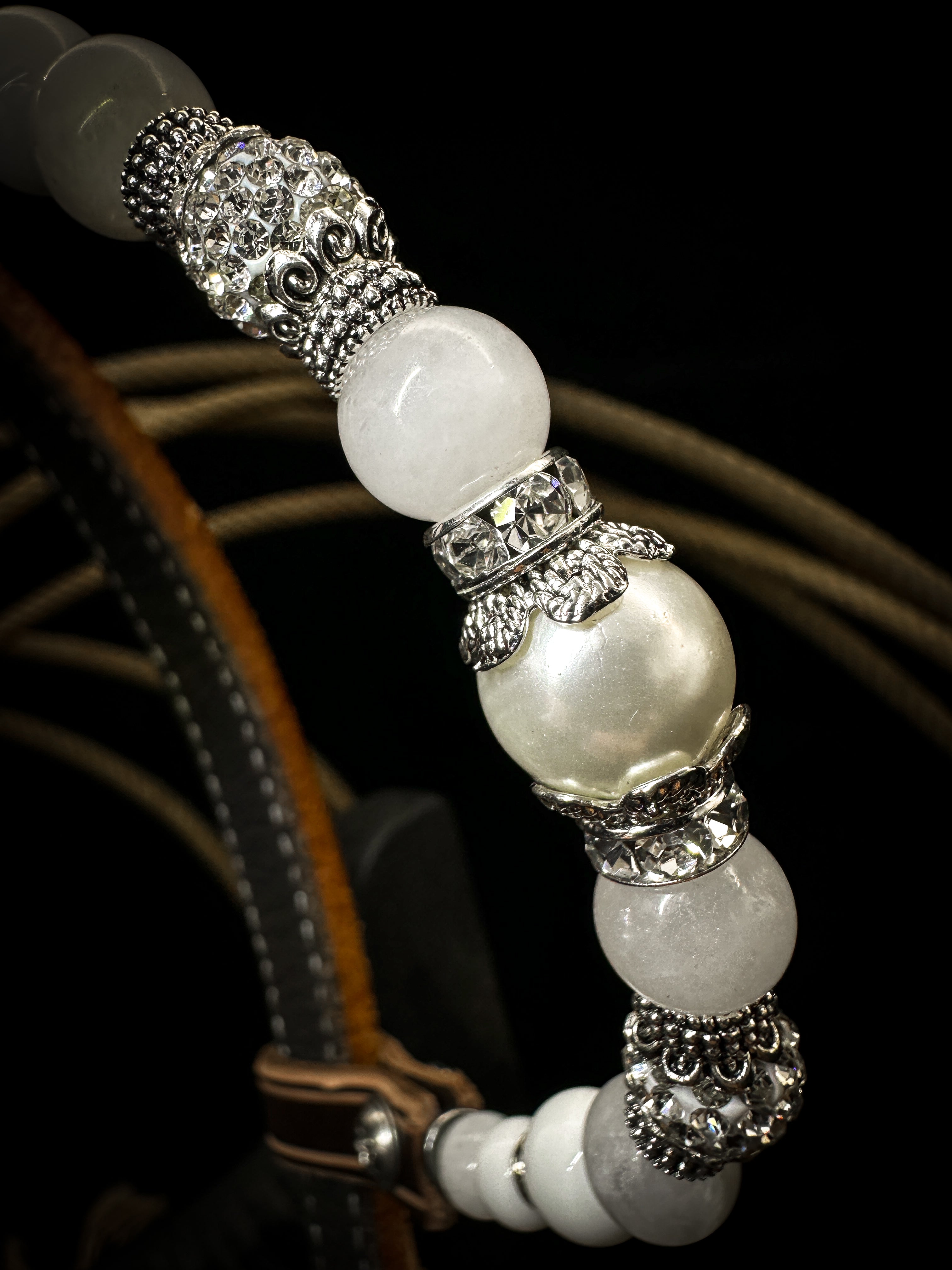 Premium | Western bridle | Silver Floral & White Moon