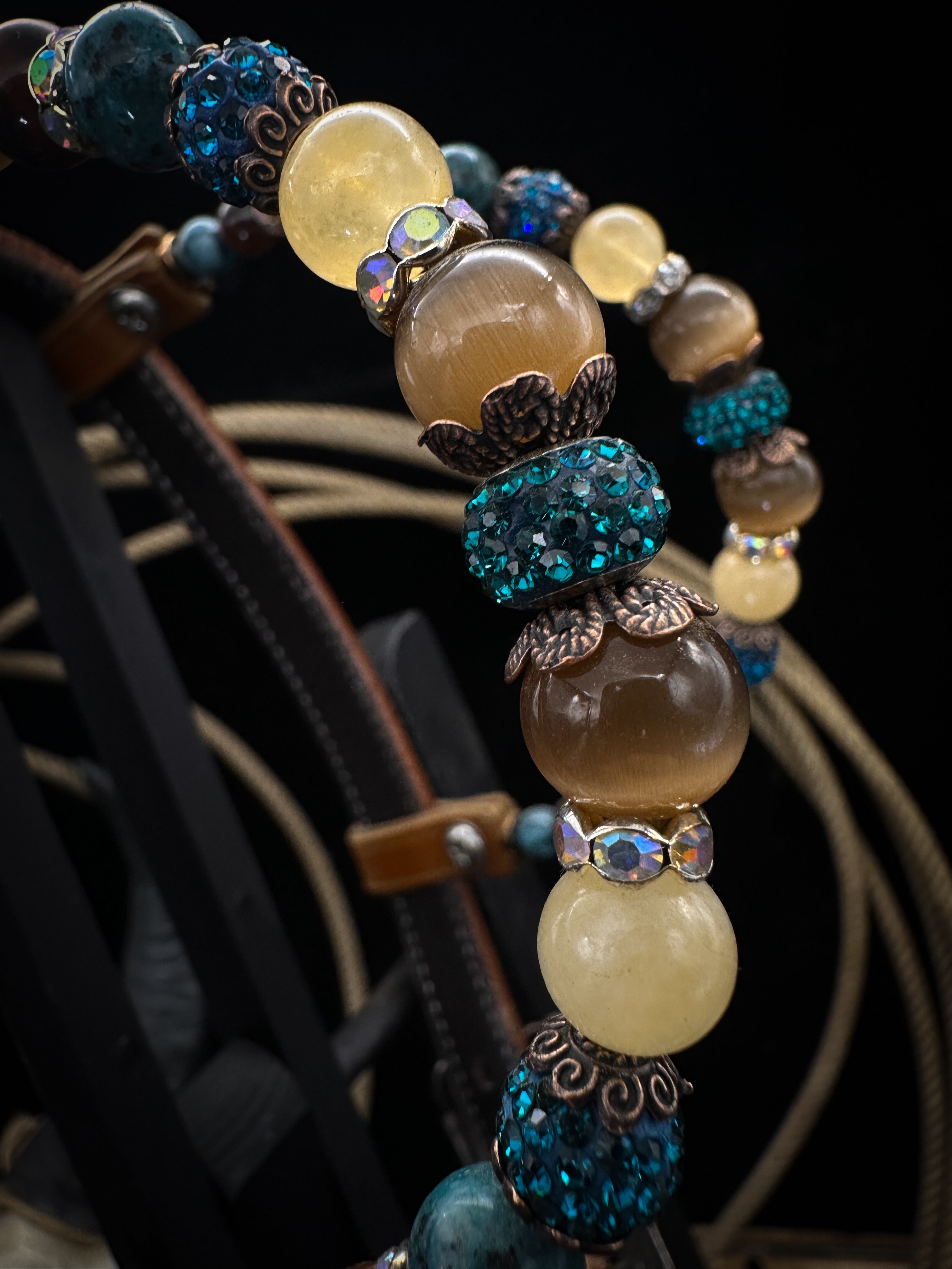 Premium | Perfect Turquoise & Blue | Dark brown western bridle
