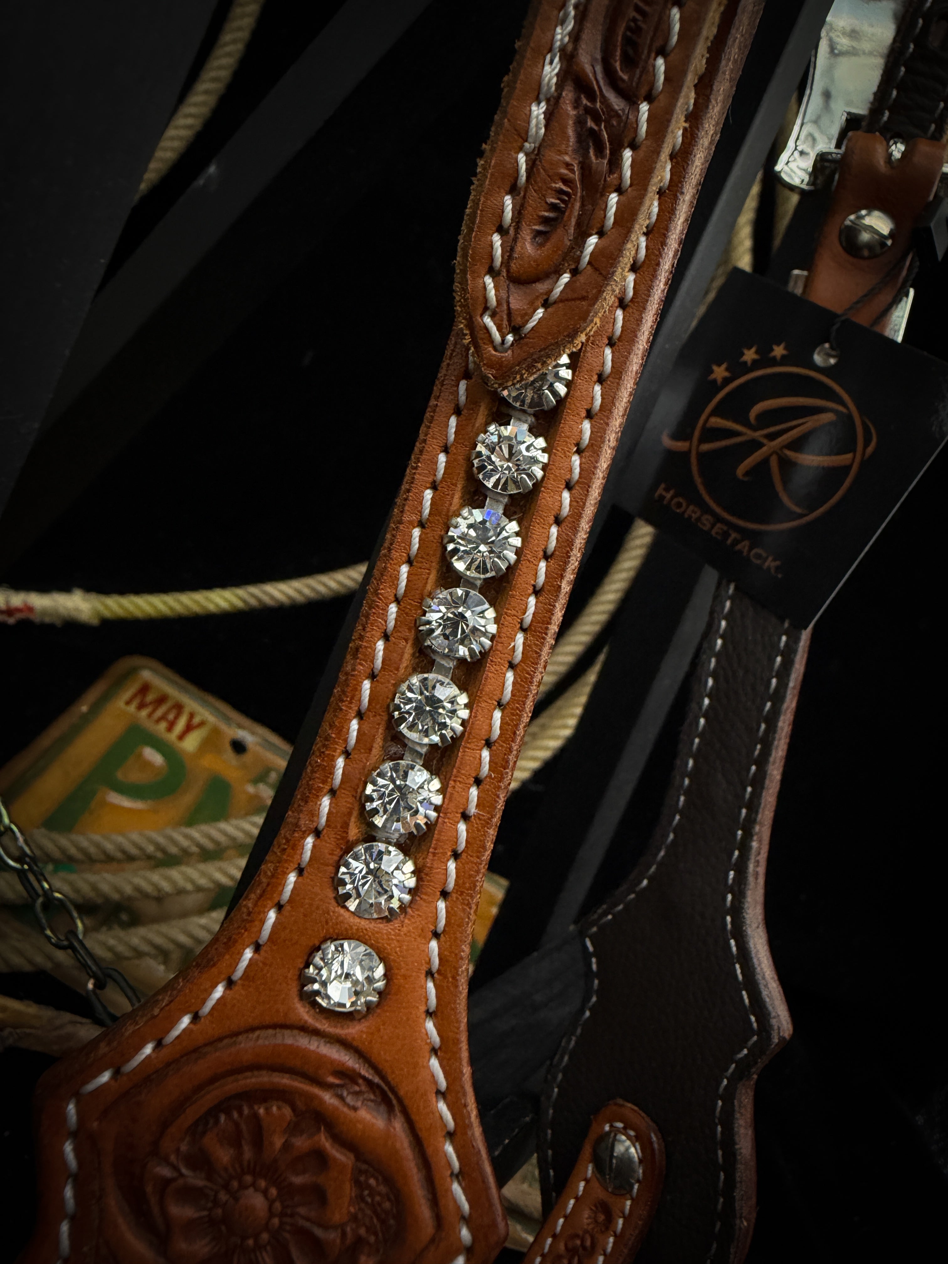 Premium | Western headstall | Dark Chestnut | Silver Shine