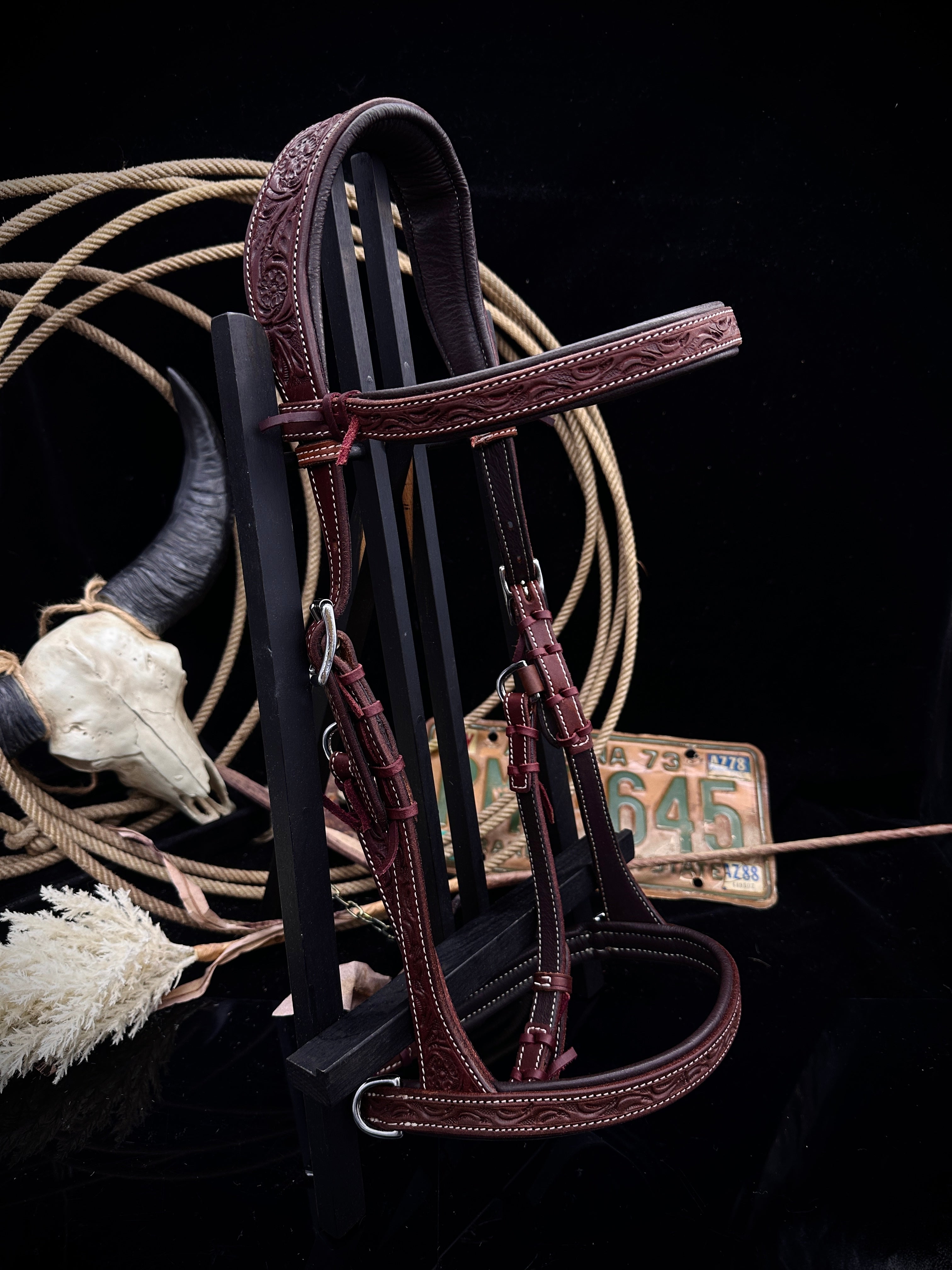 Basic | anatomisch sidepull western hoofdstel | Dark Chestnut