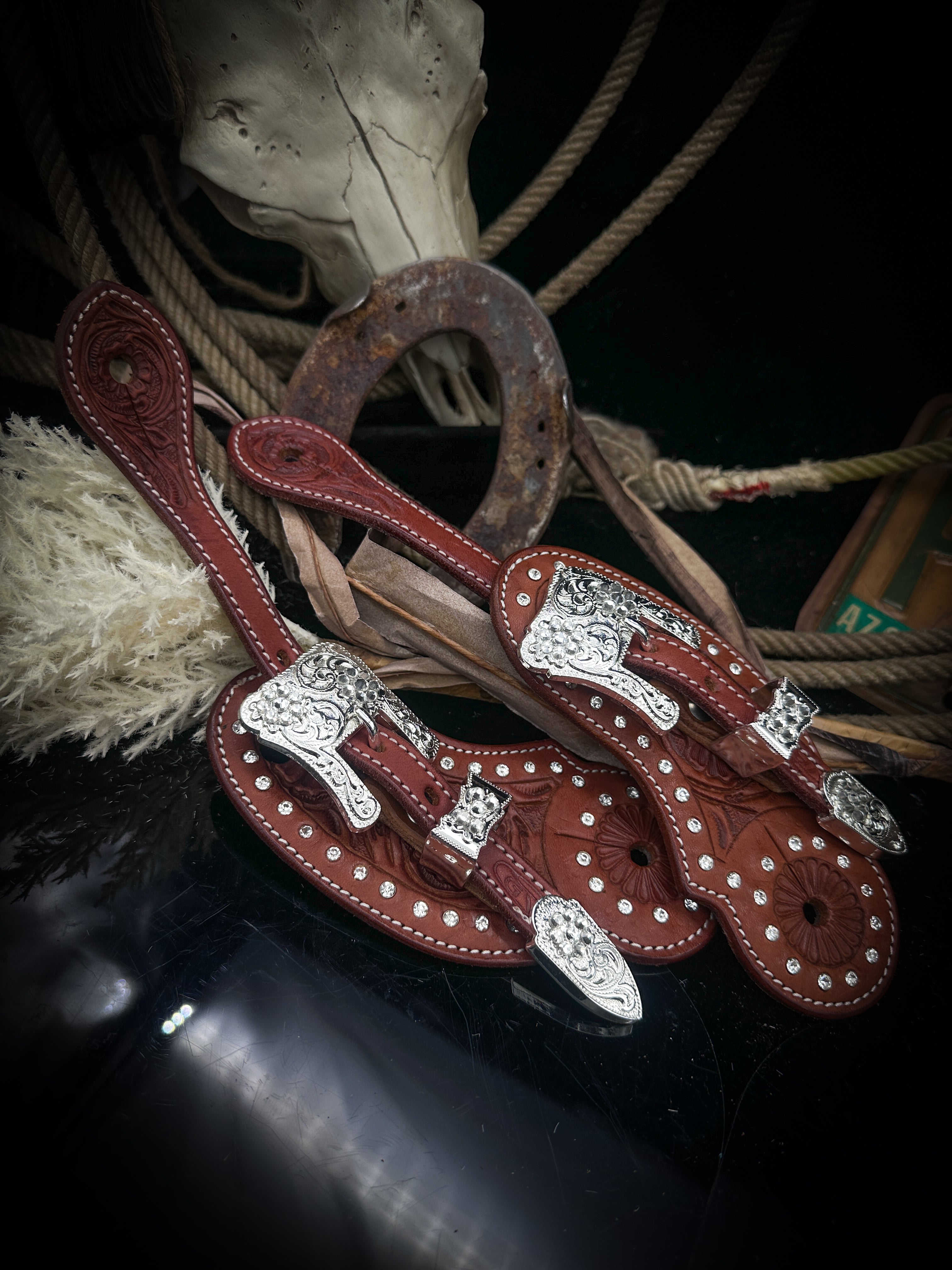 Premium | Western spurstraps | Silver