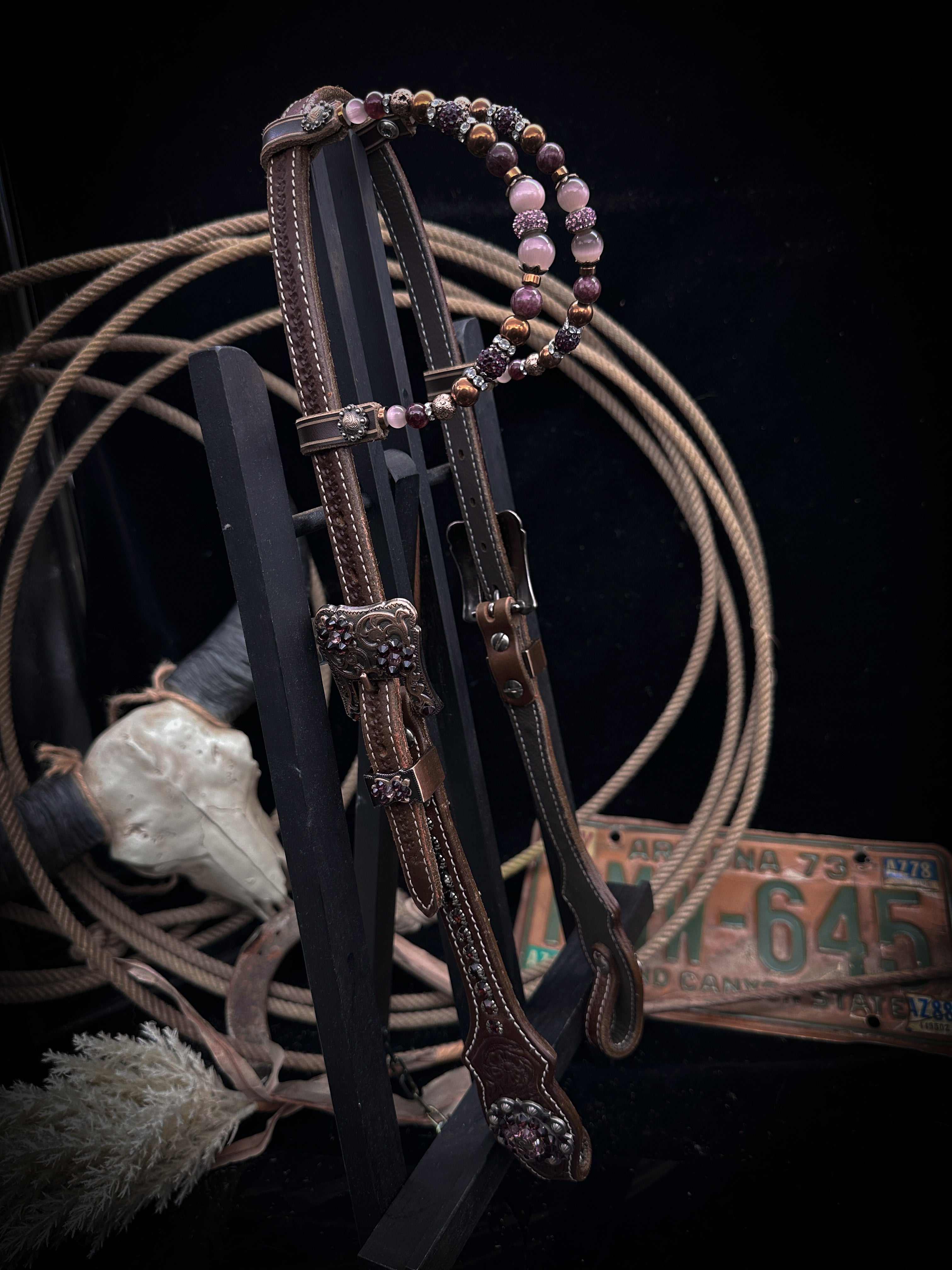 Premium | Western-Kopfstück | Granatrot-Kupfer