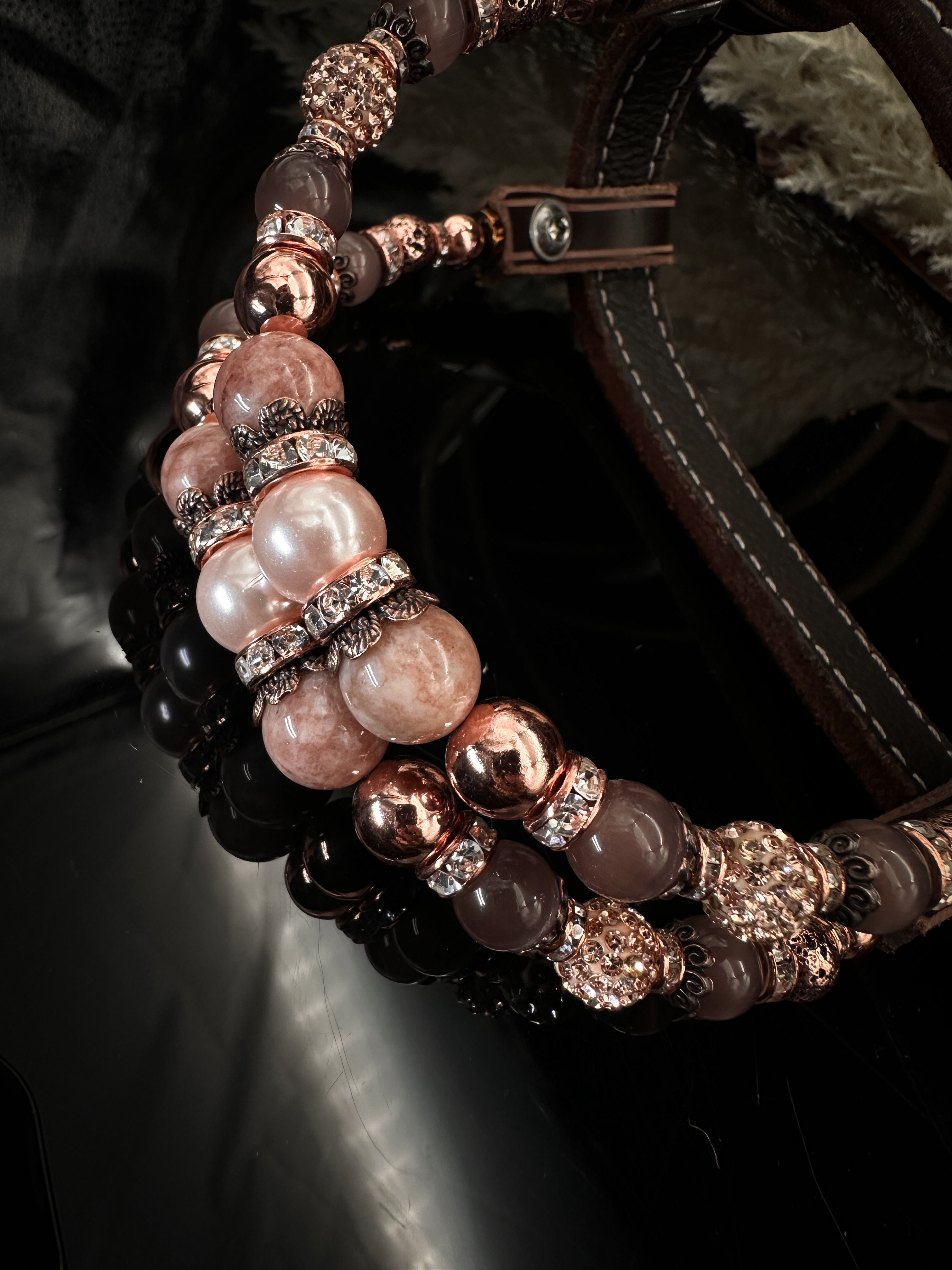 Premium | Western bridle | Silver Floral &amp; White Moon