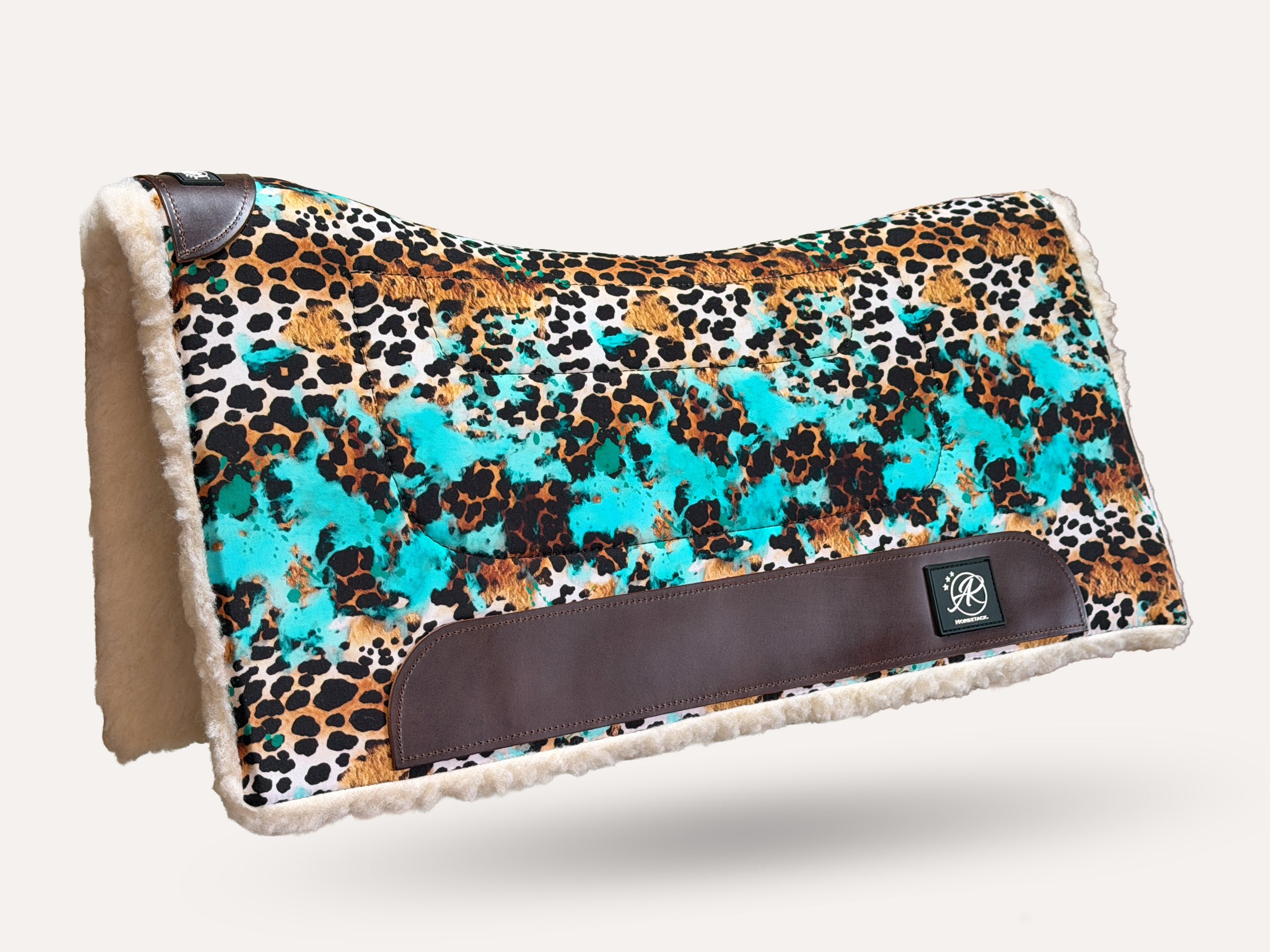Canvas Western WorkPad | Straight Cut | Turquoise Cheeta | Dark Leather